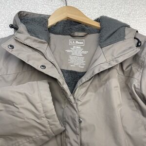 LL BEAN Brown‎ Full Zip Hooded Faux Fur Long Puffer Coat Parka Women's Size 2XL
